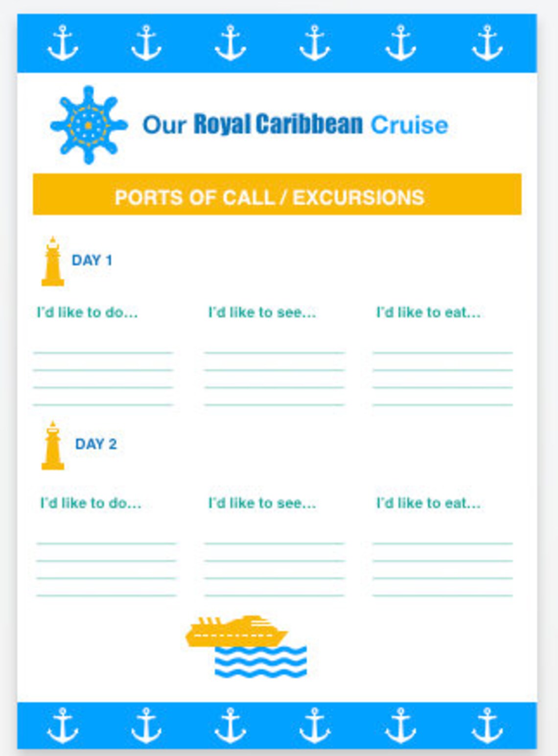 Royal Caribbean Cruise Planner Vacation Cruise Printable Etsy Singapore