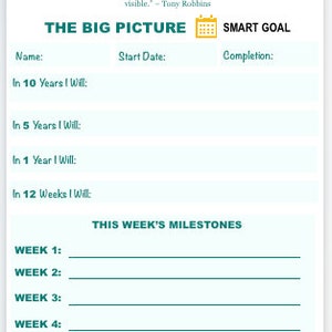 Smart Goals Planner/The Ultimate Goal Setting Planner/Goals of Life Tracker/Smart Goal Setting For Mom/Design Your Future Printable's Binder image 3
