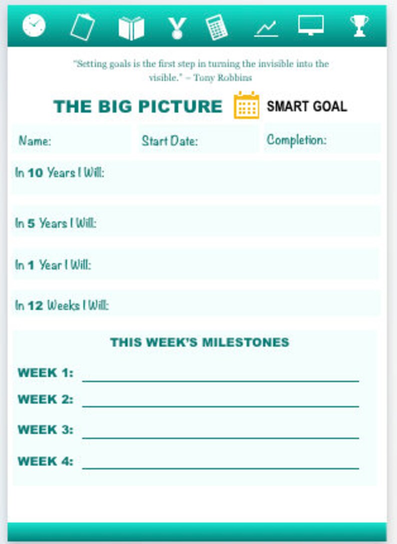 Smart Goals Planner/The Ultimate Goal Setting Planner/Goals of Life Tracker/Smart Goal Setting For Mom/Design Your Future Printable's Binder image 3