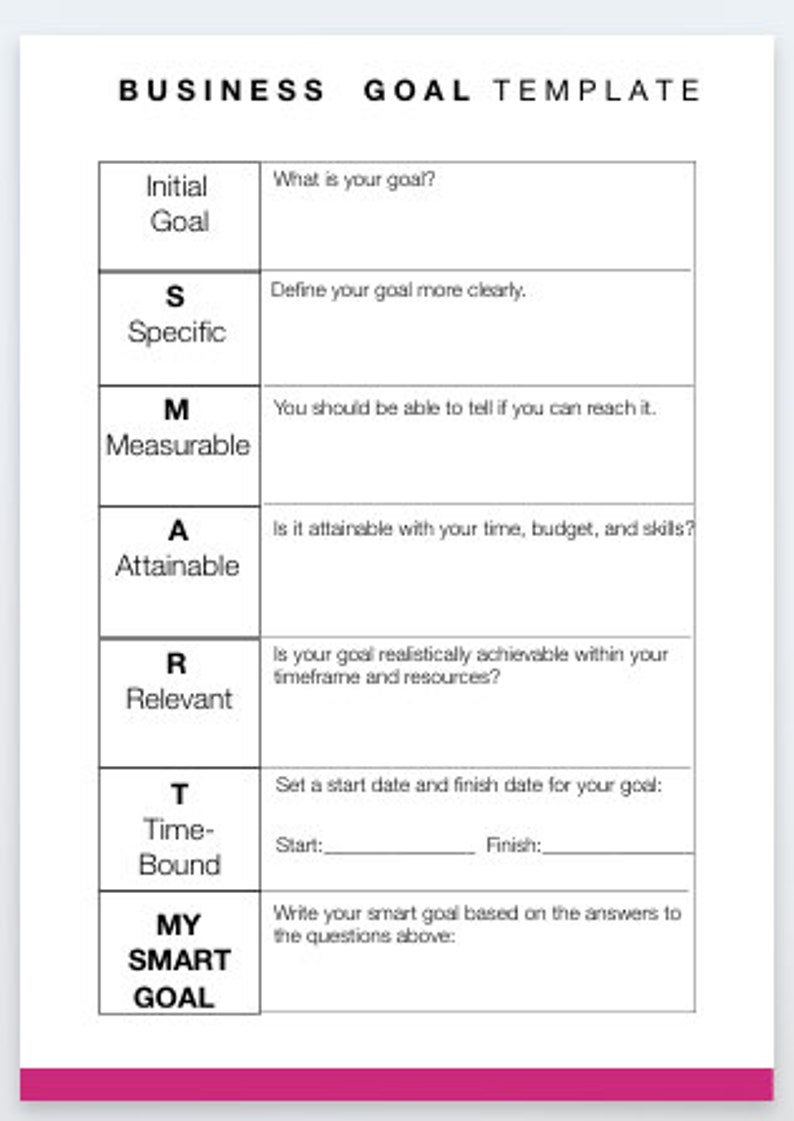 Business Goal Template, Business Goal Setting Worksheet, Business Goals Business Goal Template, Business Goal Setting Worksheet, Business Goals