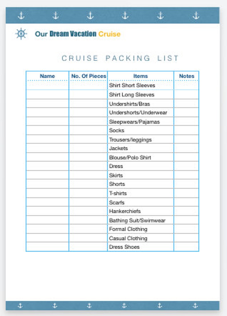 Cruise Planner Family Cruise Planning Cruise Planner Printable image 6