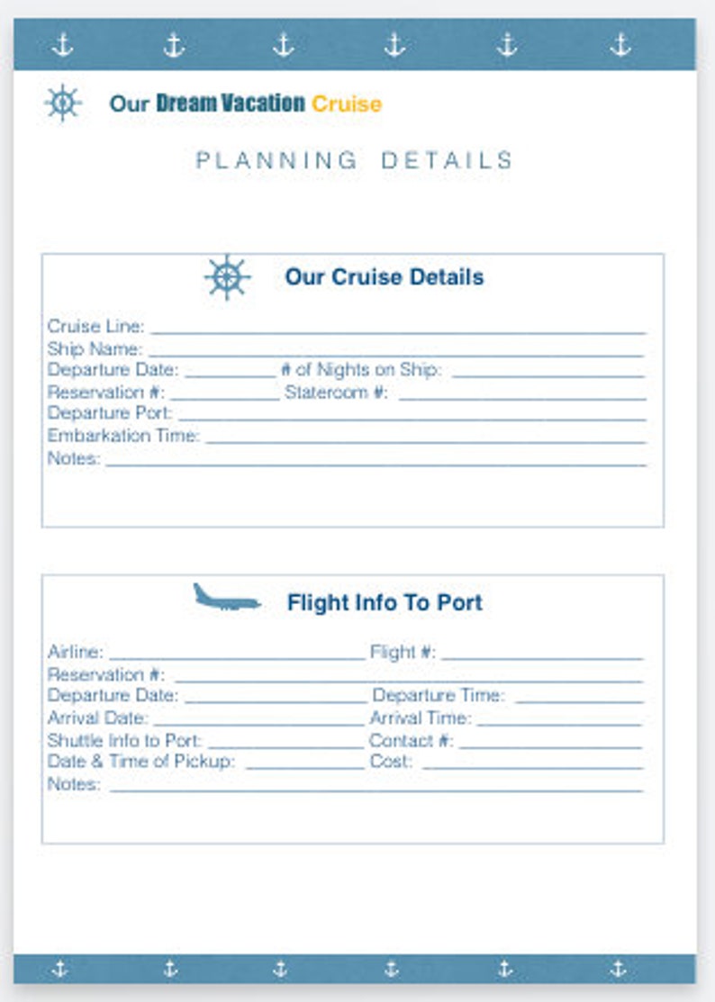 Cruise Planner Family Cruise Planning Cruise Planner Printable image 5