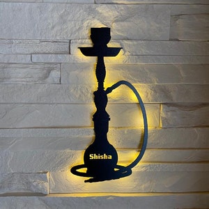Shisha Wasserpfeife Hookah Deko Schwarz Holz Mdf Led Individuelle Geschenke Personalisiert 10 verschidene motive Schlaf- Wohnzimmer