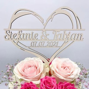 Cake topper wedding made of wood, cake topper wedding, wedding cake, cake topper wedding engraving personalization