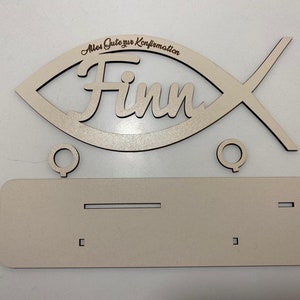 Money gift for confirmation made of wood, fish with desired name including engraving made of wood image 2