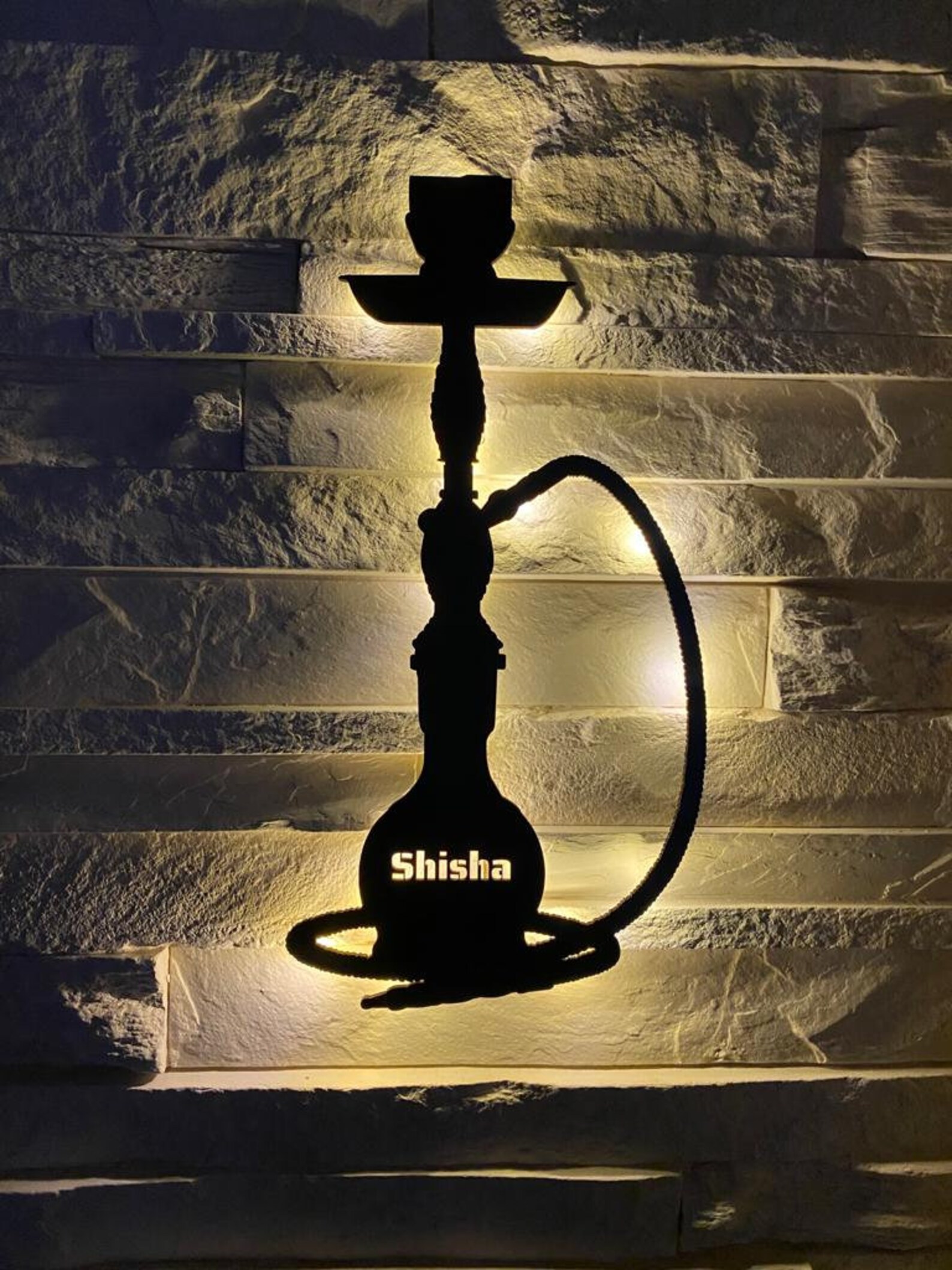 Shisha Water Pipe Hookah Deco Black Wood Mdf Led Custom Gifts Etsy