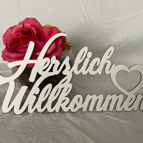 Melis Holz-Schriftzug 'Herzlich Willkommen' In Weiß - 20cm Deko Für Haustür & Wohnung