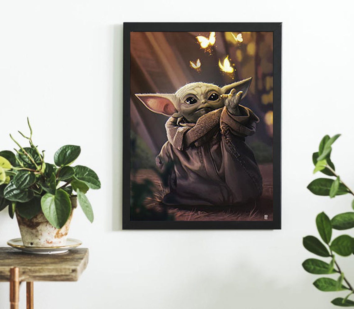 Baby Yoda Art Print Poster Home Decorations Etsy
