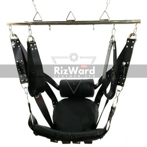 Exclusive VIP Black Leather Sex Swing & Sling BDSM Bondage Critical Role Leather Sex Swing Bondage Swing Adult Sex Sling image 1