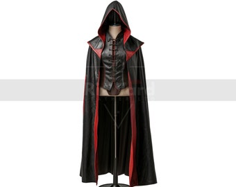 黒と赤のレザーフード付きマント：ダークナイトのコスプレ衣装 - Etsy 日本