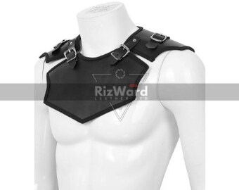 Fantasy Gorget Men PU/FAUX Leather Adult Handmade Armour Cosplay Gorget for LARP Costumes