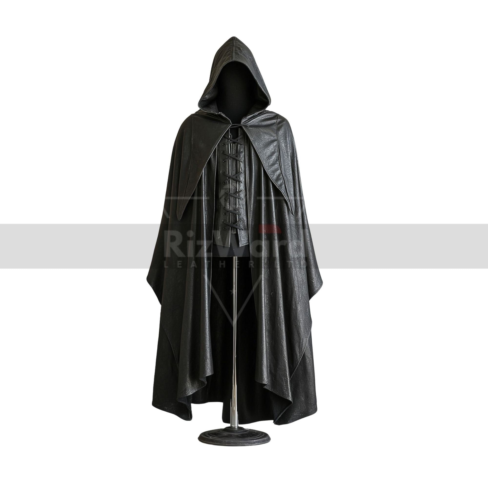 黒革のフード付きマント：中世の暗殺者コスプレ衣装 - Etsy 日本