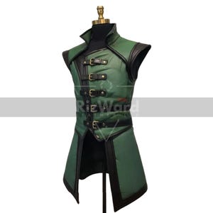 Handcrafted Green Leather Gambeson: Medieval Viking Renaissance Vest