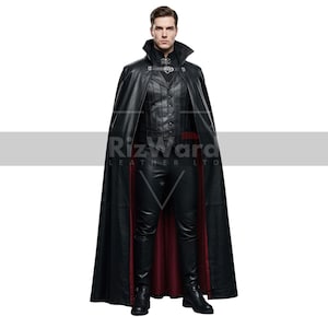 Regal Leather Vampire Cloak: Gothic Victorian Costume, Cosplay Cape
