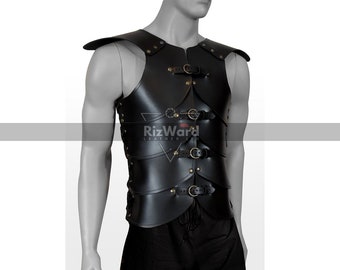 Steampunk Leather Warrior Armour Breastplate Spartacus Leather Shoulder Armour with Adjustable Buckle Straps