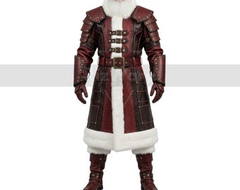 Handmade Leather Sentinel Santa Coat - Gothic Christmas Cosplay Costume