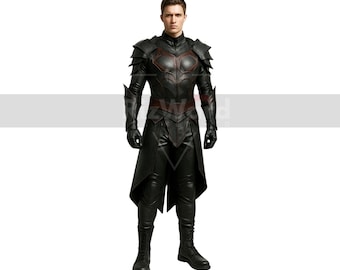 Set di armature in pelle da signore della guerra oscuro realizzate a mano: costume da vichingo ladro e cavaliere medievale