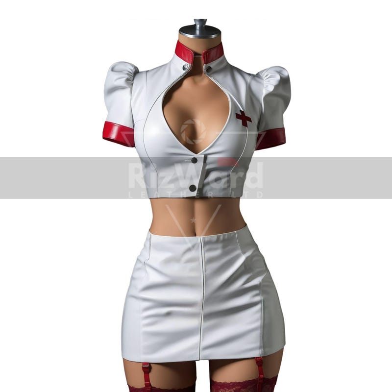 Nurse Costume with PU Shine - Fantasy Roleplay Ready