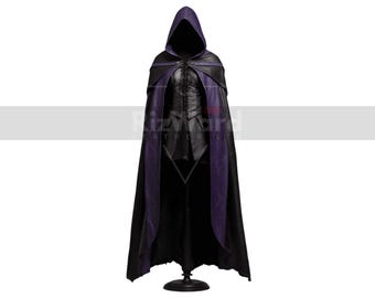 Leather Hooded Cloak with Vest: Unisex Renaissance Cosplay Costume
