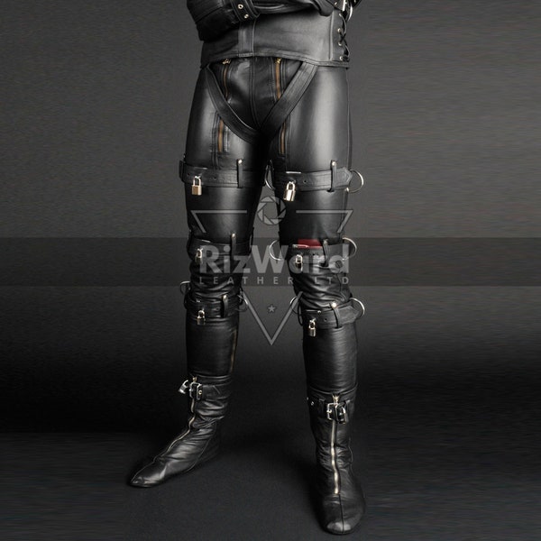 Black Rebellion Skintight Leather Bondage Pant