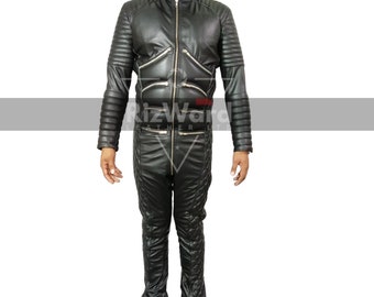 Genuine Black Leather Racing Biker Suit - Motorbike Riding Suit - Full Body Motorcycle Suit - One Piece Race Suit - Gift For Bikers