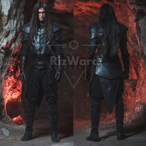 Handmade Black Leather Warrior Armor: Medieval Cosplay Costume