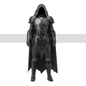 Black Leather Medieval Cloak Armour: Knight Cosplay Costume