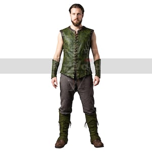 Exclusive Elven Ranger Leather Vest – Handcrafted Green Fantasy Armor - Renaissance Fair Elf Medieval Vest - Viking Jerkin Cosplay Costume