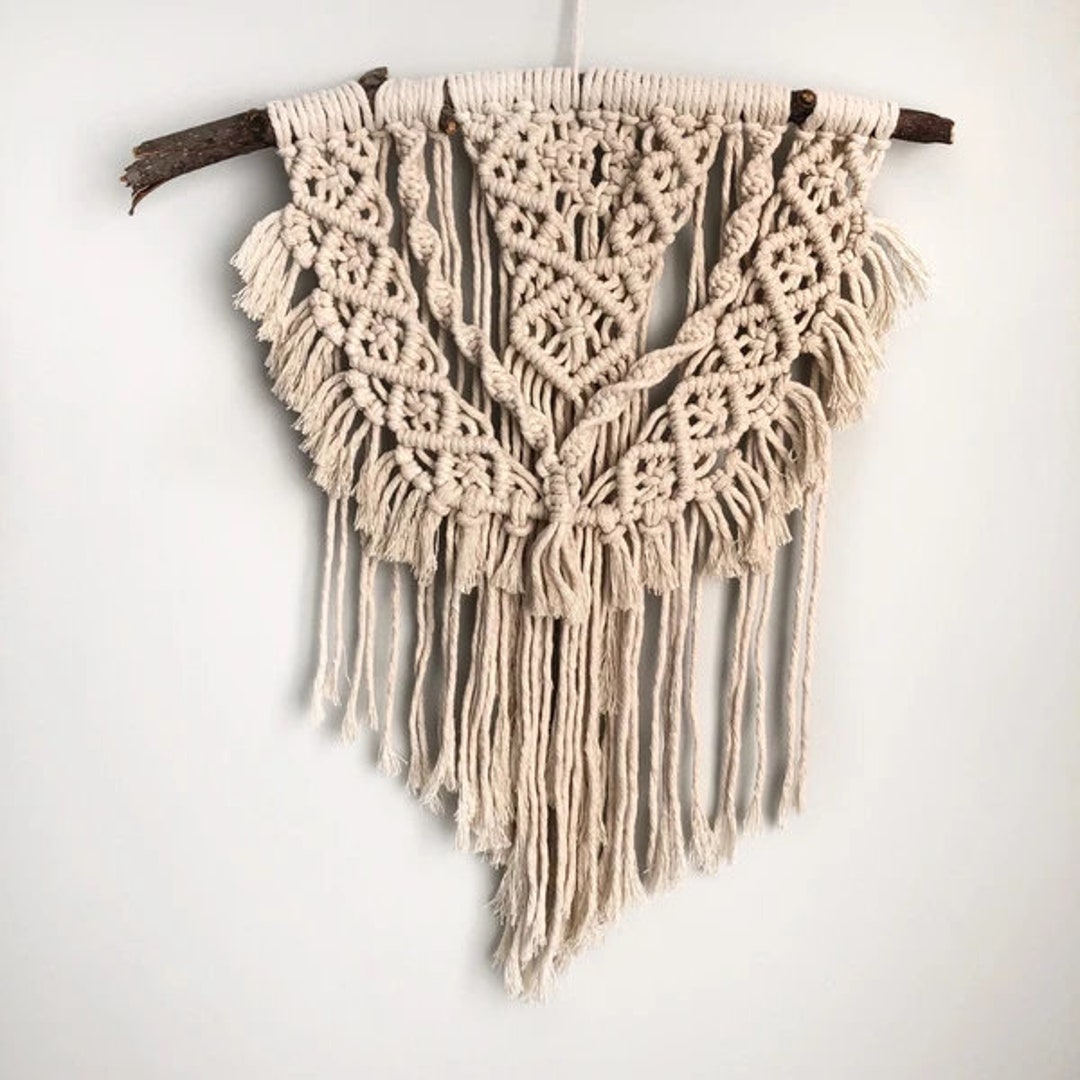 Macrame Knit Wall Art, Rope and Wooden Decor, Home Decoration, Gift for