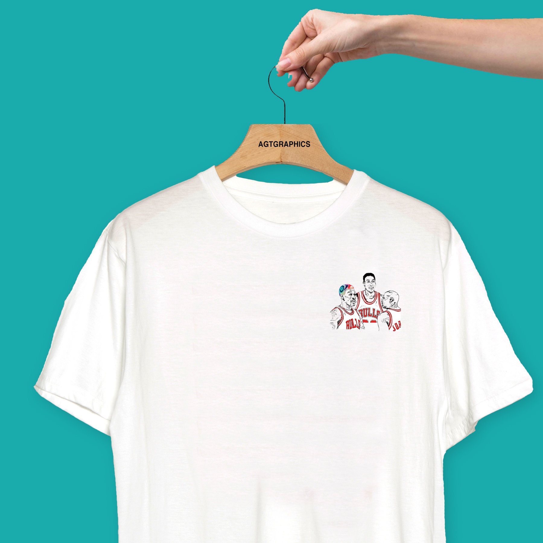 Dennis Rodman GRAPHIC T-shirt. White Heavy Cotton Unisex 