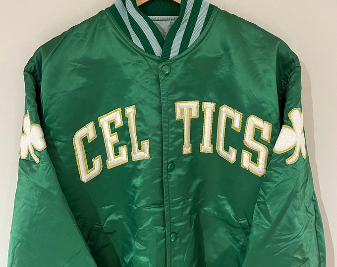 Boston Celtics Satin Starter Jacket 90s NBA Vintage Size Etsy