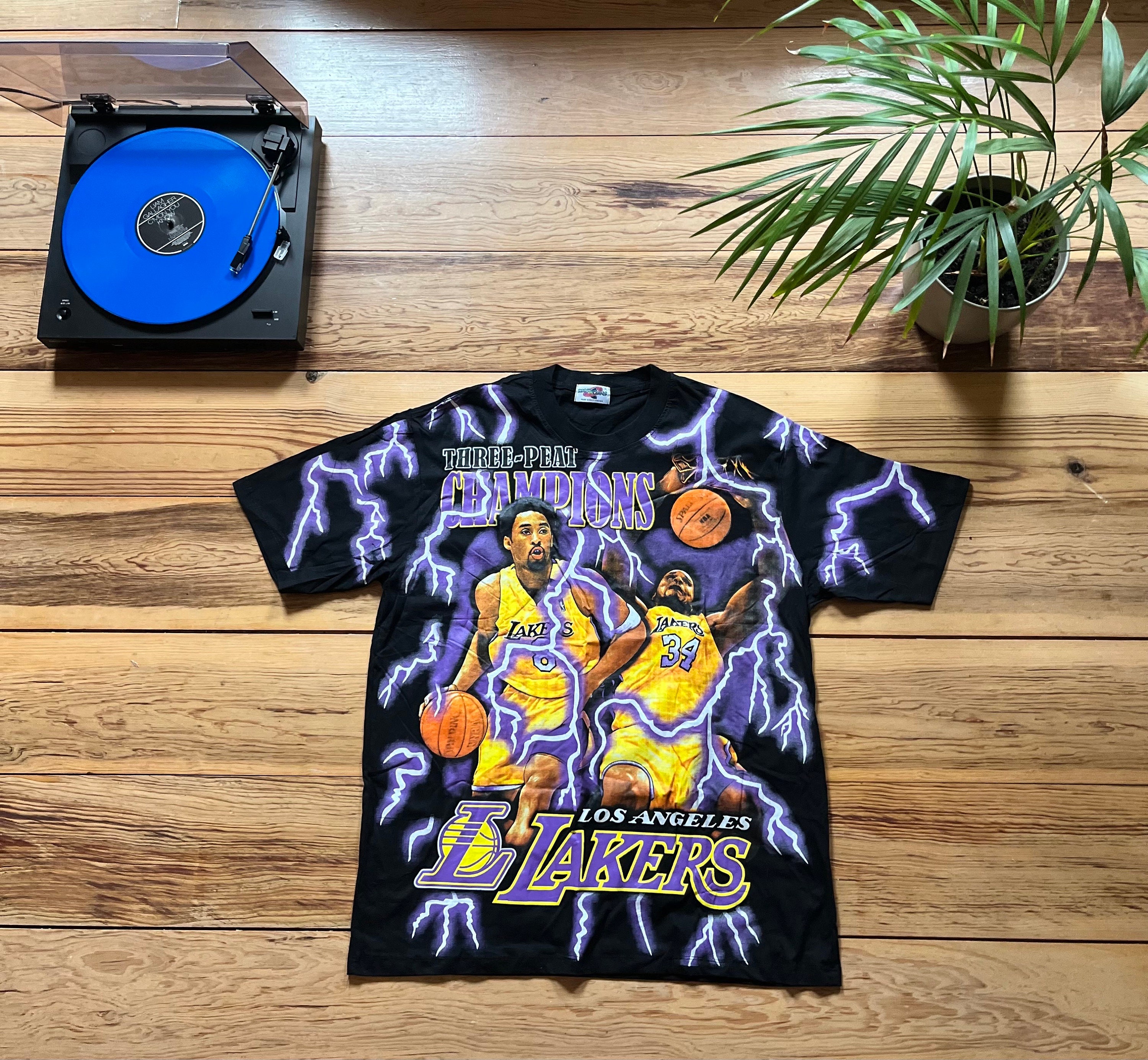 Los Angeles Lakers 3 Time Champions NBA Lightning T-shirt