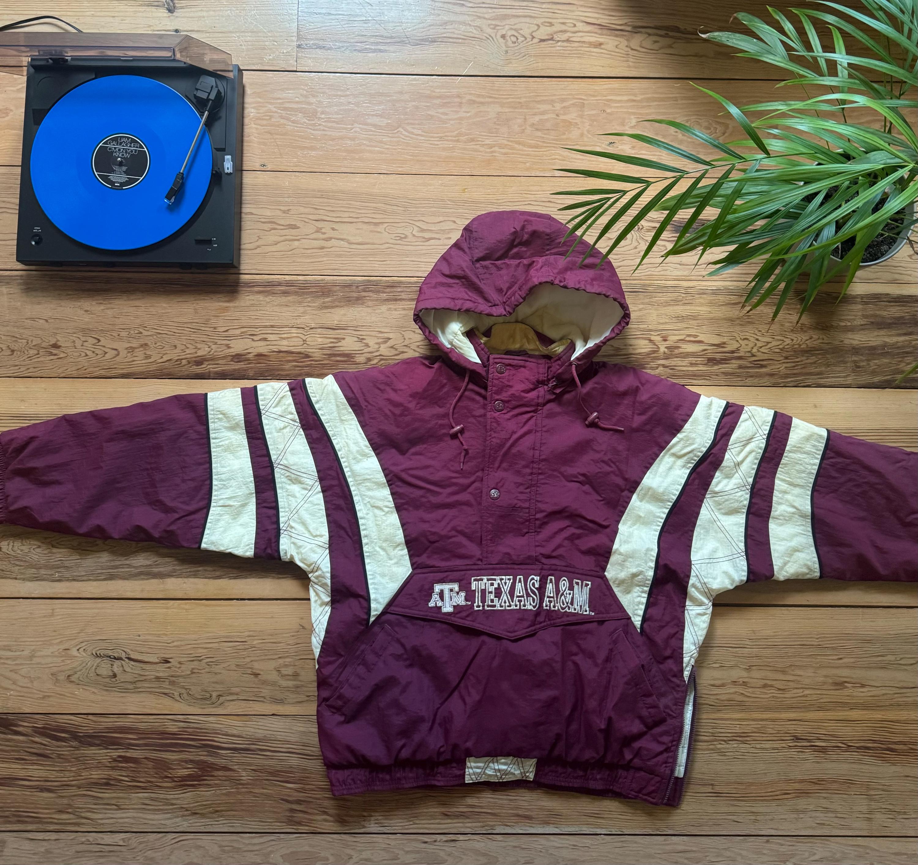 TEXAS A&M AGGIES starter USA製 ナイロンスタジャン Texas A&M Aggies Football ATM Size L Vintage Starter Zipped