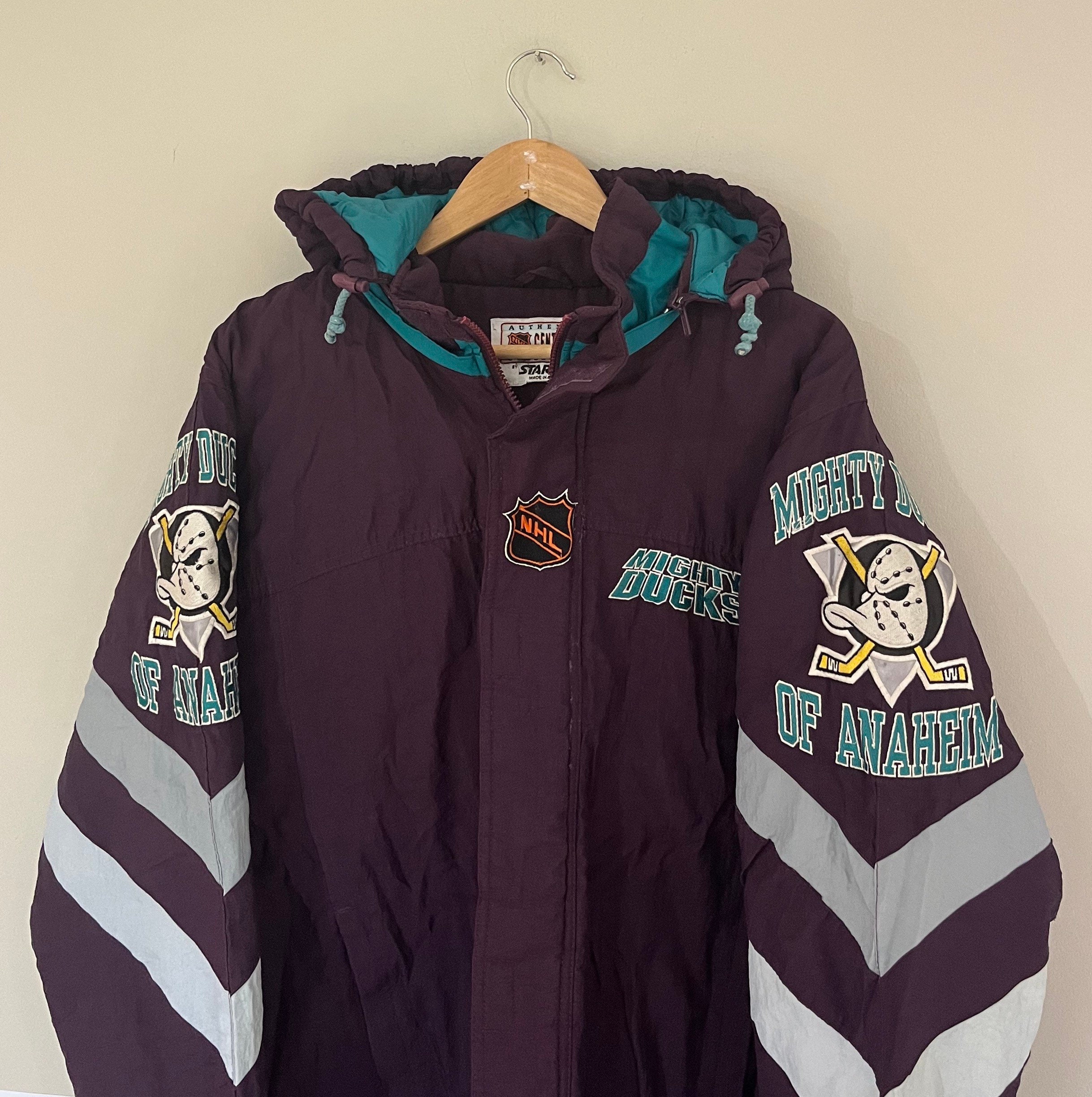 Vintage Mighty Ducks Starter Jacket Coat Youth Kids Size Large
