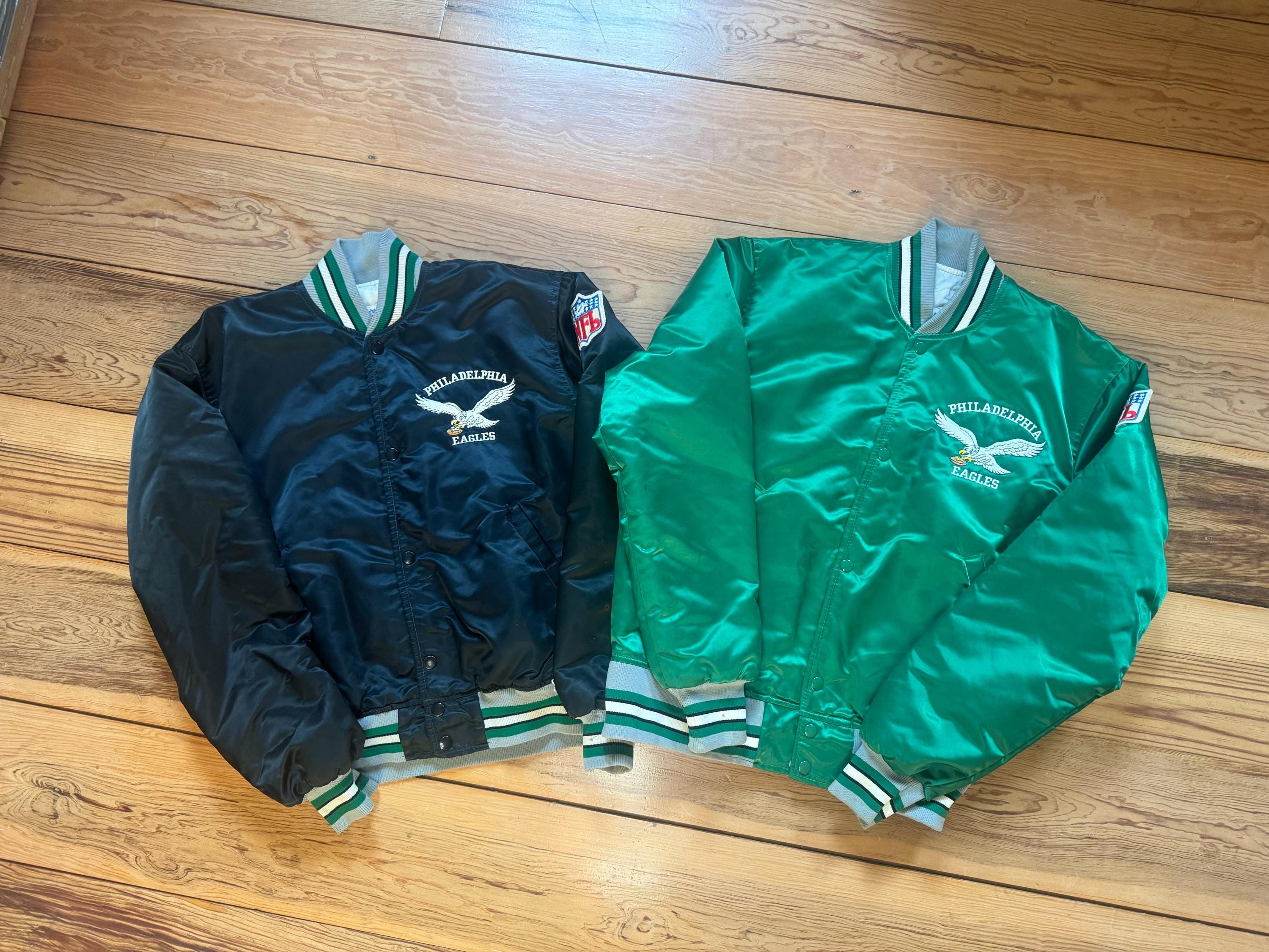 【NFL ジャケット】Starter イーグルス サテンジャケット black-philadelphia-eagles-zone