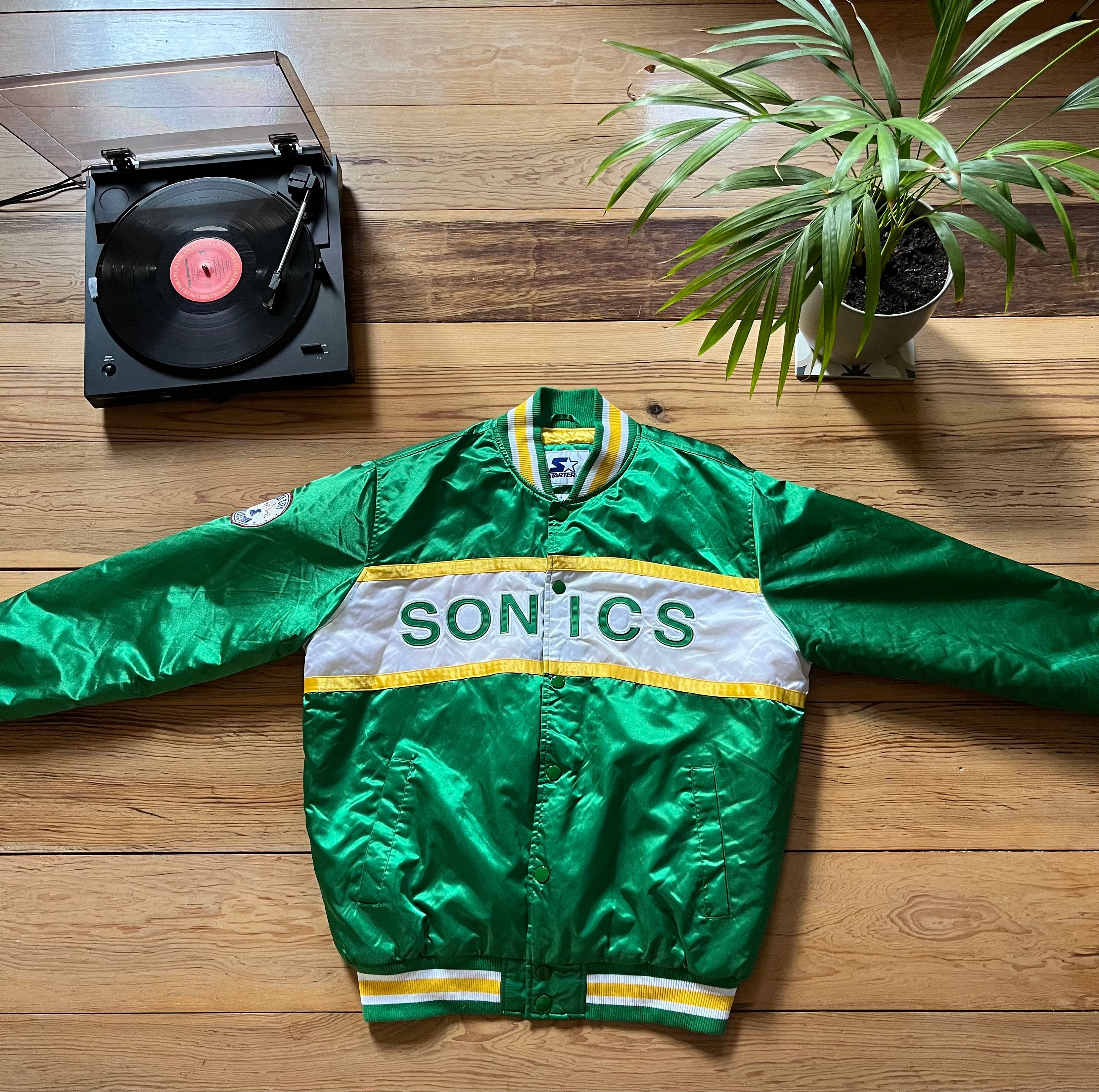 Seattle SuperSonics Heavyweight Skyline Satin Jacket, Small