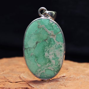 Chrysoprase Sterling Silver .950 Oval Pendant Bezel Jewelry Parisian Spring Green Charles Albert Studio Hand Made Hand Crafted US & Mexico
