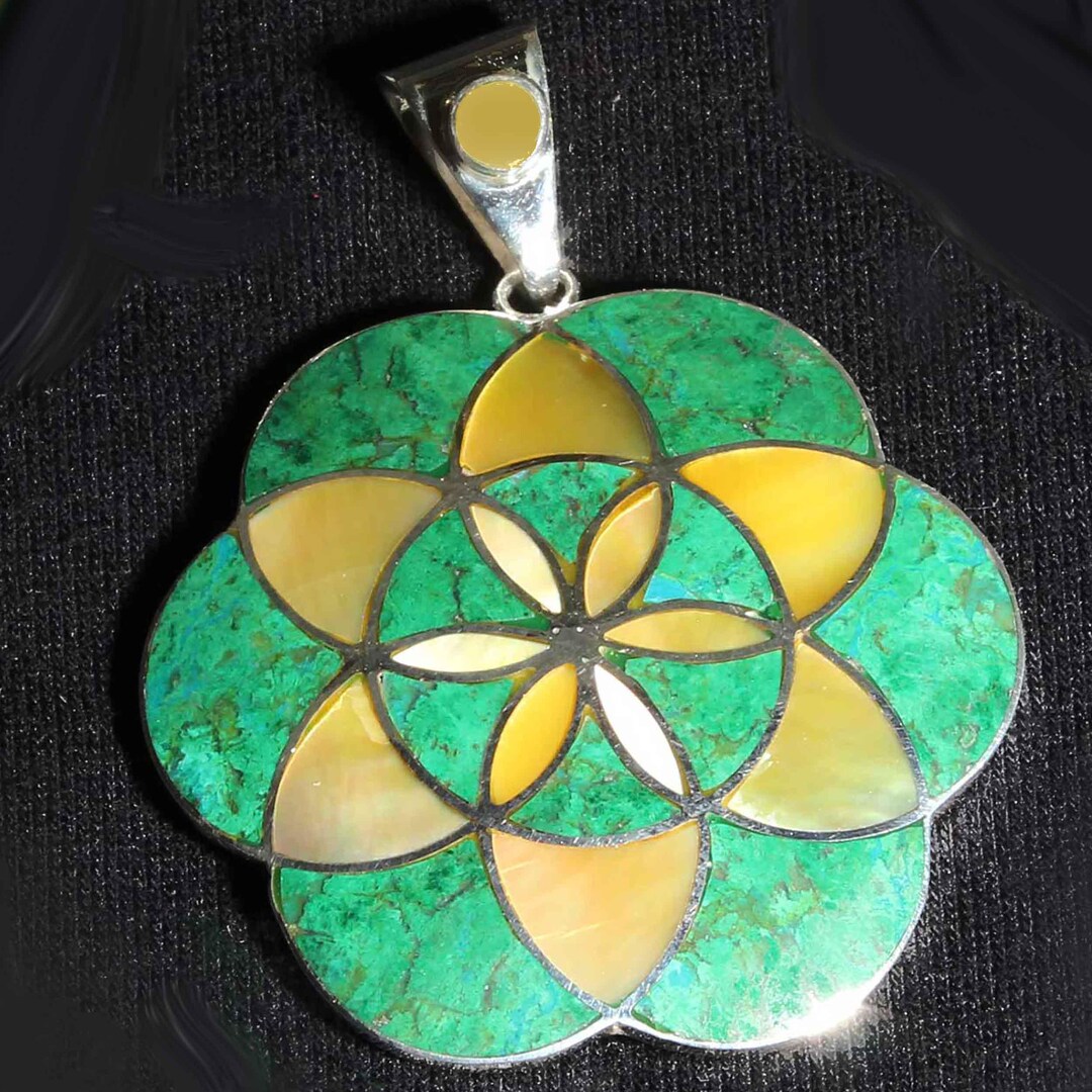 Jewelry Pendant 950 Sterling Peruvian Gemstones Shell Finest Handmade ...