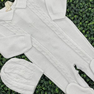 Boys Knit Cotton Christening Changing Outfit