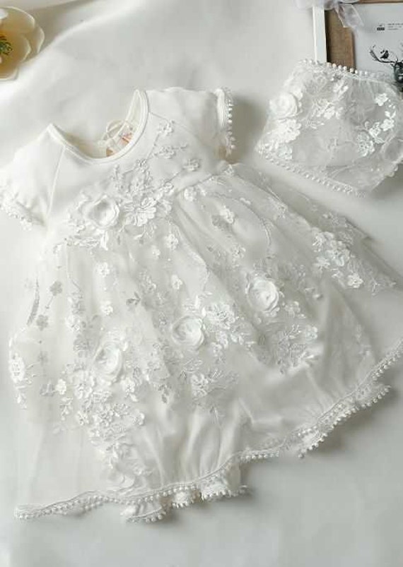 strapless open back dress Princess Daliana beaded Christening Dress by La Bavetta main image 1