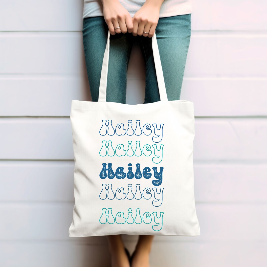 Custom Name Tote Bag Personalized Name School Bag Customized Name Shopping Bag Eco Friendly