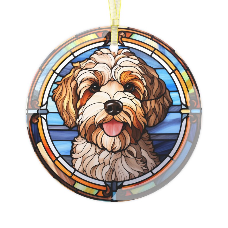 Cavapoo Christmas Ornament Dog Ornaments Doodle Maltipoo Stained Glass ...