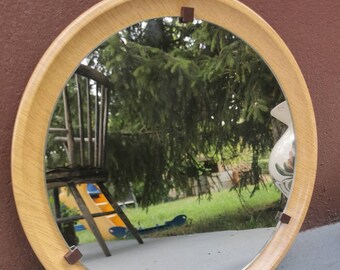 Vintage Sperrholz Wandspiegel: Deutscher Mid-Century Wandspiegel