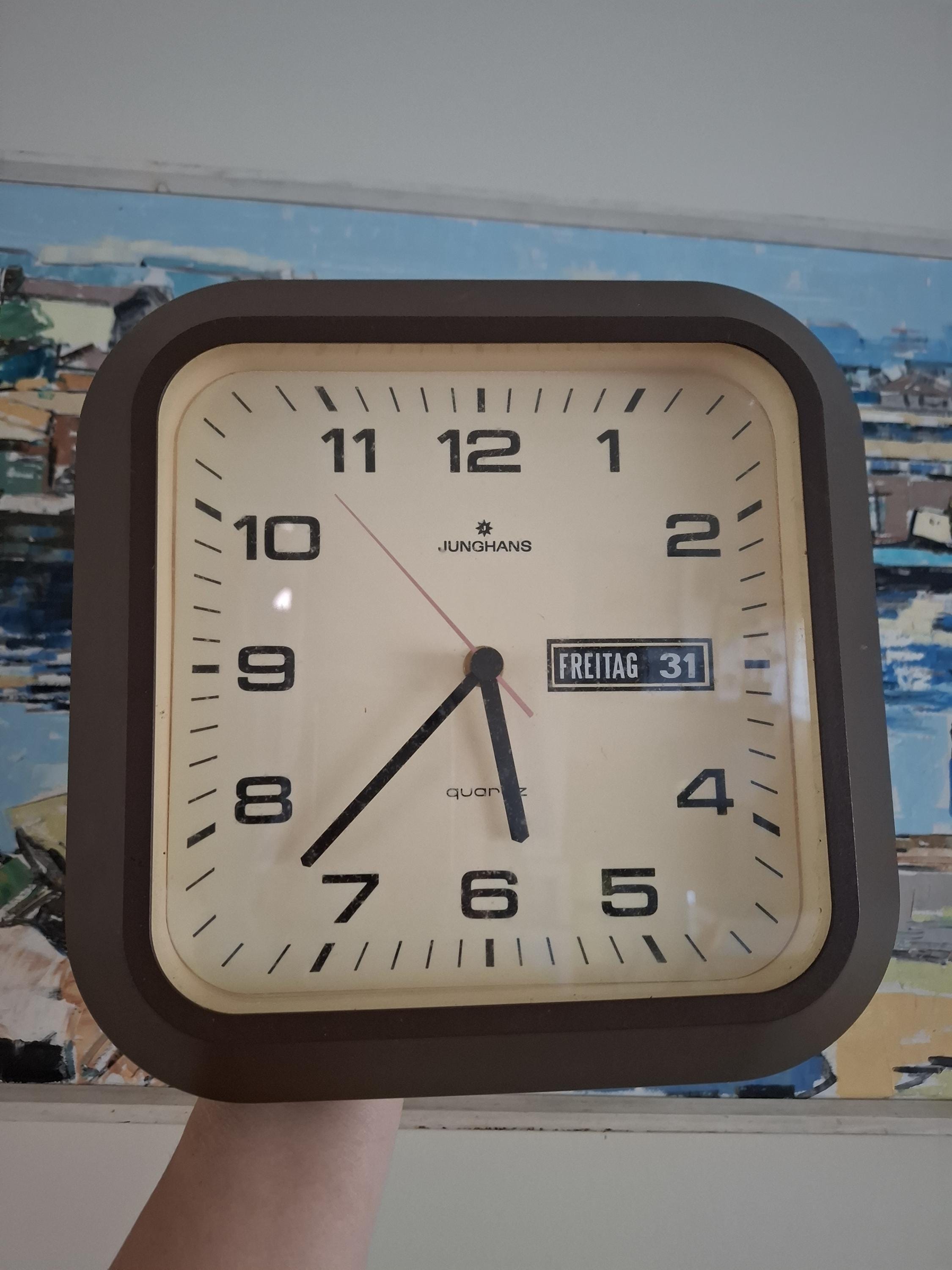 Vintage Junghans Wall Clock: Space Age Brown Plastic, Mid-century