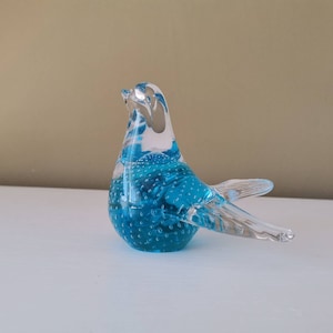 Mid Century FM Konstglas/Ronneby Swedish/ Blue Glass Figurine /Vintage figurine Bird