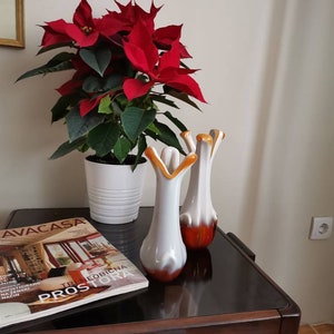 Vintage Set of two Vases /Made in Yugoslavia, Prokuplje 1970s /  Mid Century Glass Vases /Vintage Home Decor