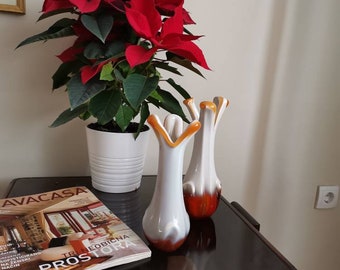 Mid Century Glass Vases: 1970s Yugoslavian Home Decor Set