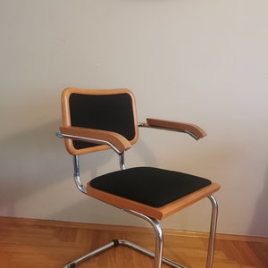 Mid Century Marcel Breuer Cesca Chair: Bauhaus Chrome and Wood