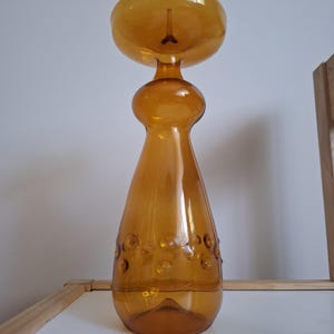 Vintage Kerzenständer aus Bernsteinglas, Mid-Century Modern, Retro Home Decor