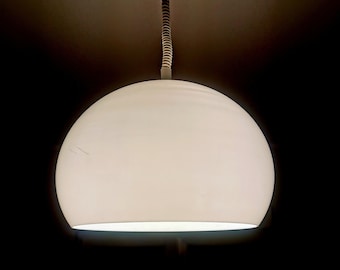 Vintage Meblo Guzzini Pendant Lamp: White Mid-Century Space Age Light